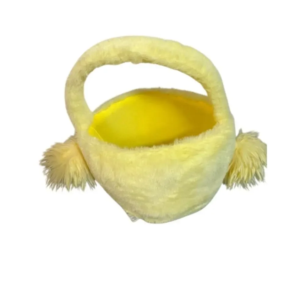 Yellow Duck Faux Fur Easter Basket Plush Spring Gift Basket